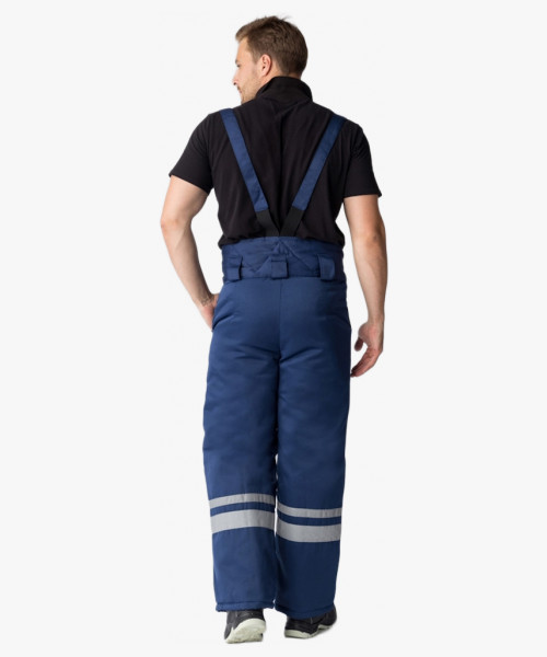 Костюм зимний Горизонт-Люкс (Смесовая, 210) брюки, тёмно-синий/оранжевый