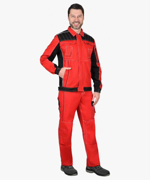 Костюм СИРИУС-ПРЕСТИЖ куртка, брюки красный с черным