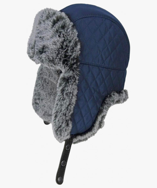 Шапка-ушанка Brodeks Extreme KM109, цвет синий, серый мех