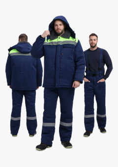 Костюм зимний Труженик-Ультра СОП (тк.Смесовая,210) брюки, т.синий/лимонный
