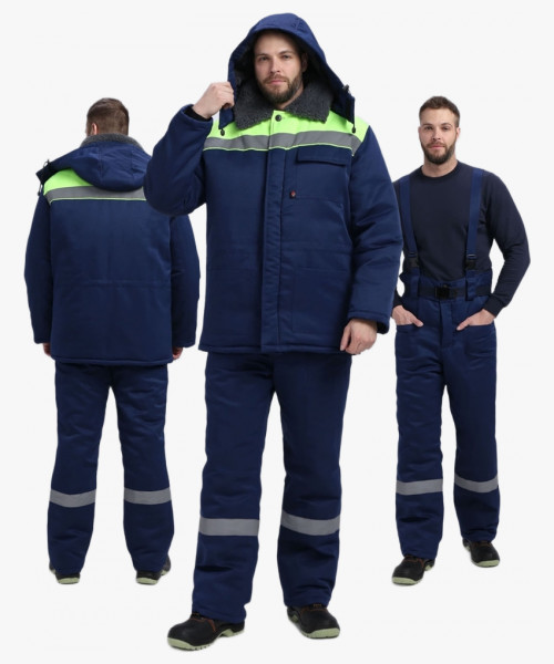 Костюм зимний Труженик-Ультра СОП (тк.Смесовая,210) брюки, т.синий/лимонный