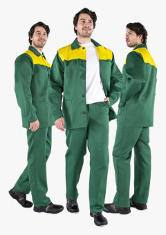 Костюм Стандарт (тк.Смесовая,210) брюки, зеленый/желтый