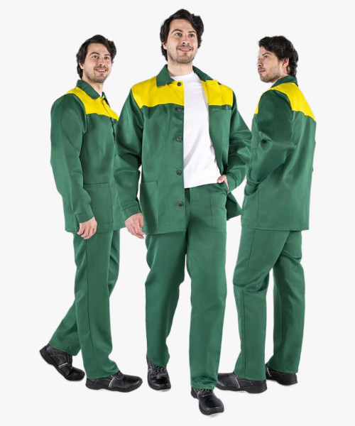 Костюм Стандарт (тк.Смесовая,210) брюки, зеленый/желтый