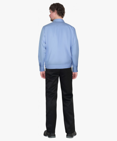 Рубашка Охранника на резинке, длинный рукав, голубая с темно-синим