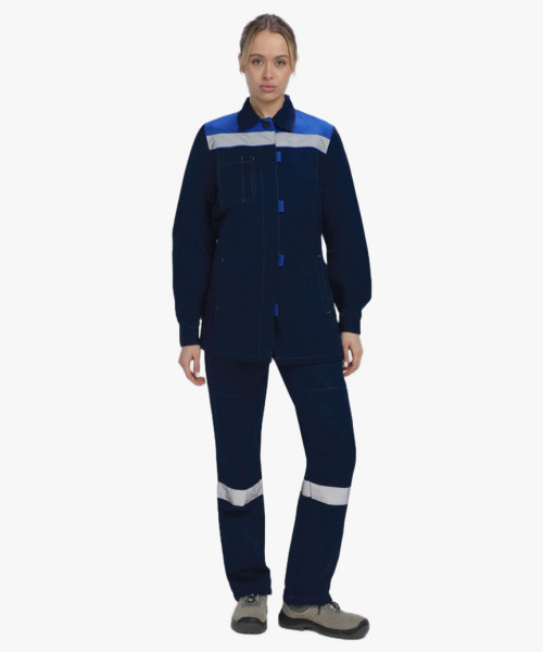 Костюм женский летний Веснис-1 СОП (тк.Саржа,250) брюки, т.синий/васильковый