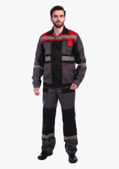 Костюм Виватный-2 (тк.Смесовая,210) п/к, серый/черный/красный