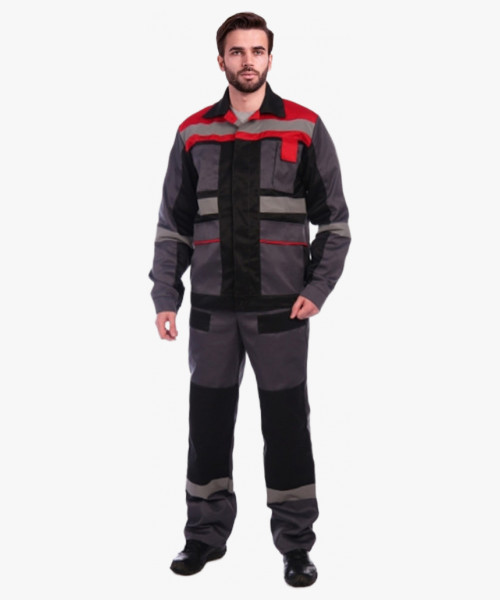 Костюм Виватный-2 (тк.Смесовая,210) п/к, серый/черный/красный