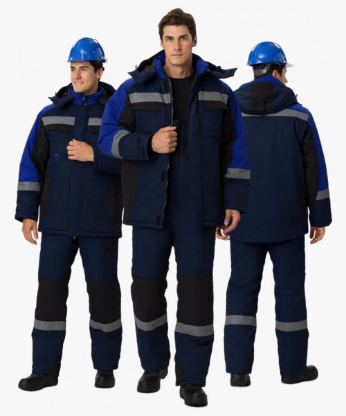 Костюм зимний Вектрон-2 СОП (тк.Смесовая,240) п/к, т.синий/черный/васильковый