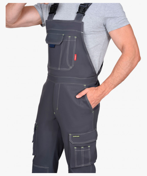 Костюм СИРИУС-ДЖЕТ куртка, полукомбинезон т-серый с синим тк. мех. стрейч с ВО