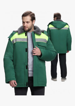 Куртка зимняя для бригадира NEW (тк.Смесовая,210), зеленый/лимонный
