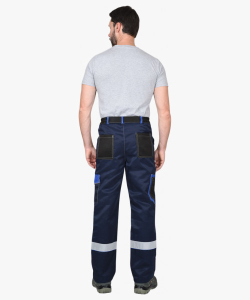 Костюм СИРИУС-ПОЛИНОМ куртка и брюки, синий с черным и васильковым, СОП