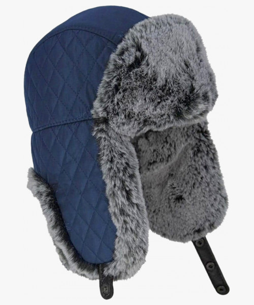 Шапка-ушанка Brodeks Extreme KM109, цвет синий, серый мех