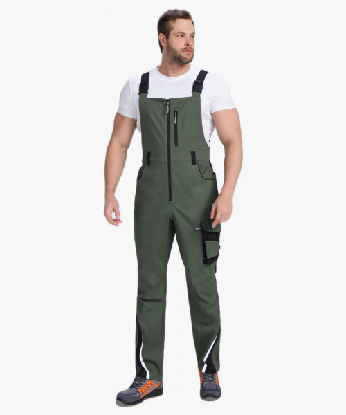 Костюм мужской летний ProfLineLeader-2 (тк.Хлопок/Спандекс,260) полукомбинезон, хаки/черный