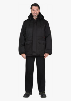 Куртка СИРИУС-БЕЗОПАСНОСТЬ зимняя удлиненная, черная