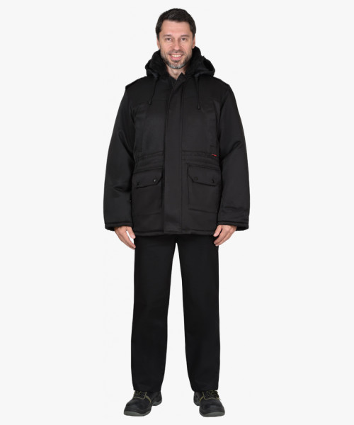 Куртка СИРИУС-БЕЗОПАСНОСТЬ зимняя удлиненная, черная