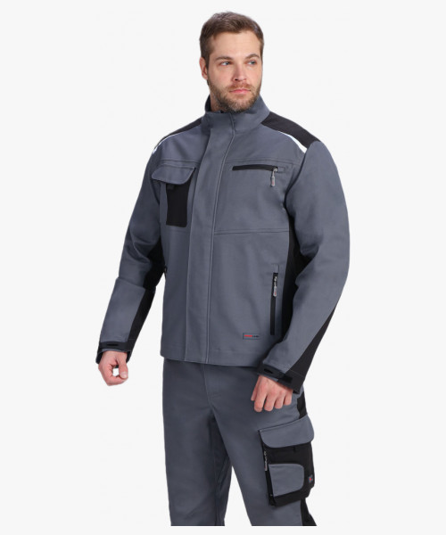 Костюм мужской летний ProfLineLeader-1 (тк.Хлопок/Спандекс,260) брюки, серый/черный