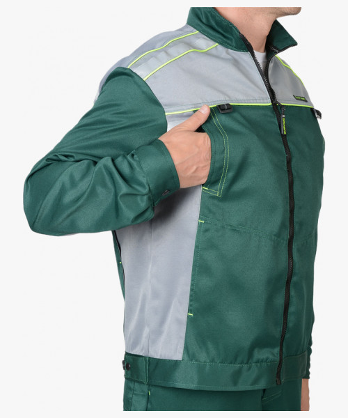 Костюм СИРИУС-ПРАКТИК-1 куртка, п/к зеленый со св. серым