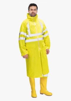 Плащ влагозащитный сигнальный с СОП SIRIUS Профи (225 гр/м2) лимонный (ЧЗ)