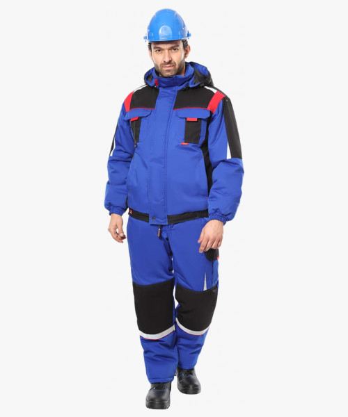 Костюм СИРИУС-СТАН зимний: куртка, п/к васильковый с черным и красным