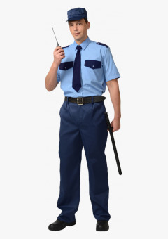 Рубашка Охранника, короткий рукав, голубая с темно-синим