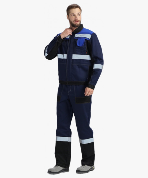 Костюм Виват-1 Премиум IMP (тк.Смесовая,240) брюки, т.синий/черный/васильковый