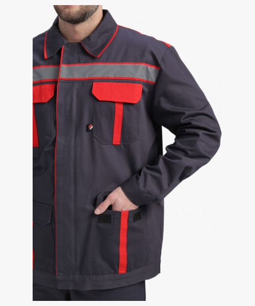 Костюм Итрорис-1 СОП (тк.Саржа,250) брюки, т.серый/красный