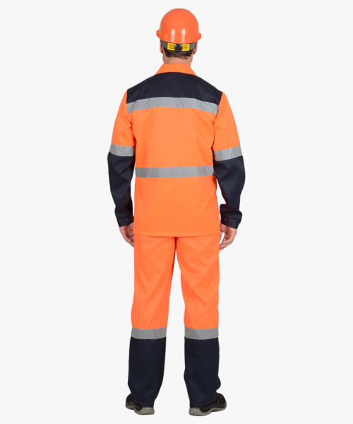 Костюм мужской летний СИРИУС-МАГИСТРАЛЬ-СПЕЦИАЛИСТ куртка, полукомбинезон, оранжевый с синим и СОП