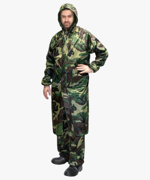 Плащ влагозащитный SIRIUS Стандарт (210 гр/м2) КМФ зеленый (ЧЗ)