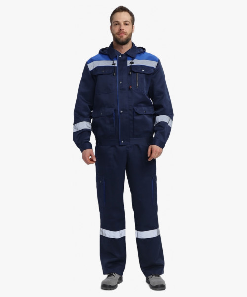 Костюм Нейч-2 СОП с капюшоном К. (тк.Смесовая,210) п/к, т.синий/васильковый