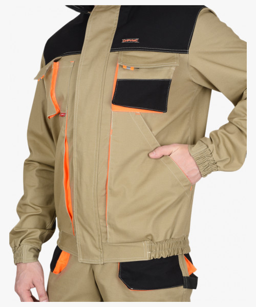 Костюм СИРИУС-МАНХЕТТЕН куртка, брюки песочный с оранж. и черным тк. мех. стрейч пл. 250г/кв.м