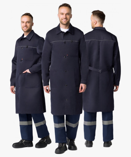 Халат мужской для ИТР (тк.Смесовая,210), т.синий