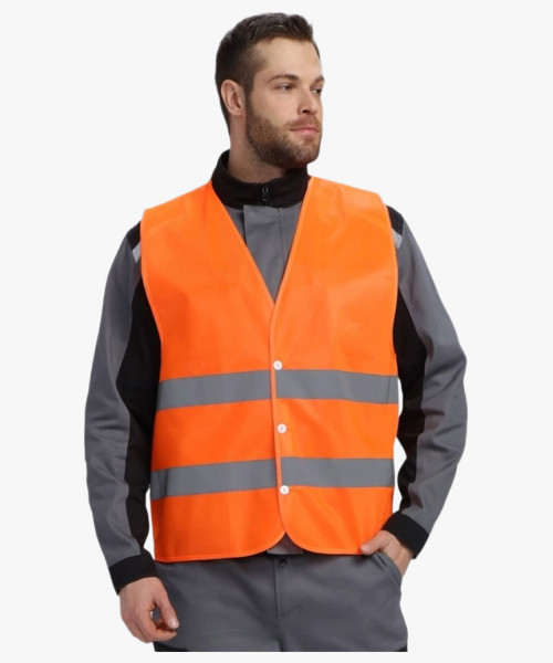 Жилет сигнальный Profline Base с пуговицами (тк.Полиэфир,100), оранжевый