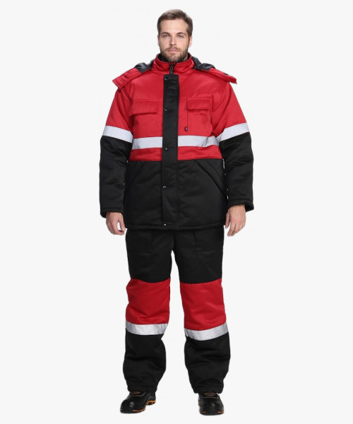 Костюм зимний Нордхард-2 СОП (тк.Смесовая,250) п/к, черный/красный
