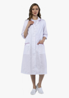 Халат женский Римма (тк.ТиСи), белый/брусничный