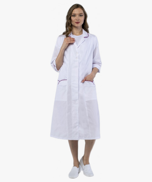 Халат женский Римма (тк.ТиСи), белый/брусничный