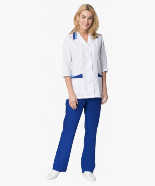 Женский костюм Лазурь (ткань ТиСи), белый/васильковый