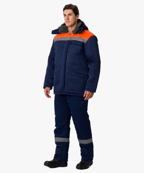 Костюм зимний Труженик-Ультра-2 (тк.Смесовая,210) п/к, т.синий/оранжевый