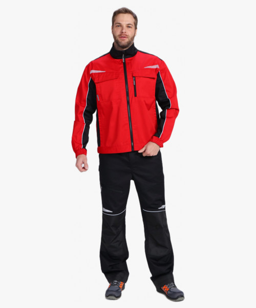 Костюм мужской летний ProfLineSpecialist-2 (тк.Смесовая,240) полукомбинезон, красный/черный