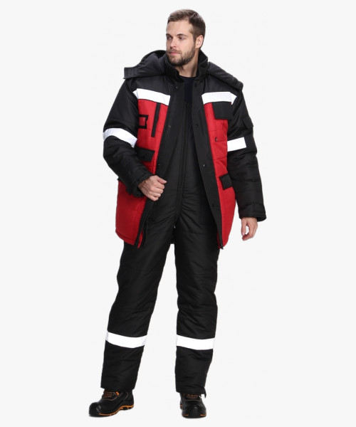 Костюм зимний Беркут (тк.Таслан) п/к, черный/красный