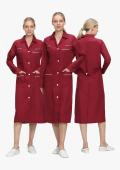 Халат женский Диана (тк.ТиСи), бордовый/белый