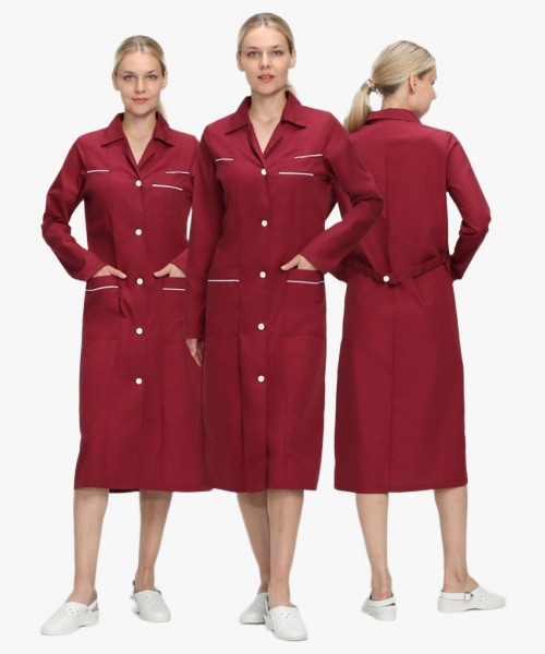 Халат женский Диана (тк.ТиСи), бордовый/белый