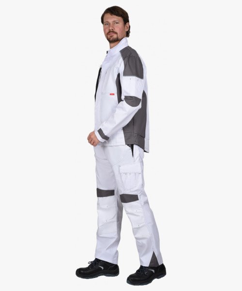 Костюм СИРИУС-ЦИТРИН куртка, брюки белый со средне-серым
