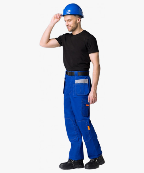 Костюм Союз-Профессионал-1 (тк.Балтекс,240) брюки, васильковый/св.серый/оранжевый