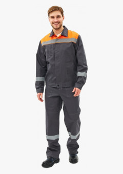 Костюм Липецк-1 СОП CH (тк.Смесовая,280) брюки, т.серый/оранжевый