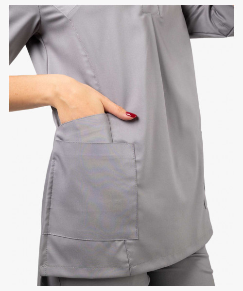 Костюм женский В-489, блуза, брюки, серый