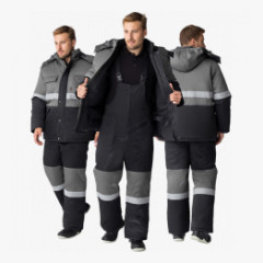 Костюм зимний Нордхард-2 СОП (тк.Смесовая,250) п/к, черный/серый