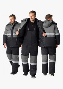 Костюм зимний Нордхард-2 СОП (тк.Смесовая,250) п/к, черный/серый