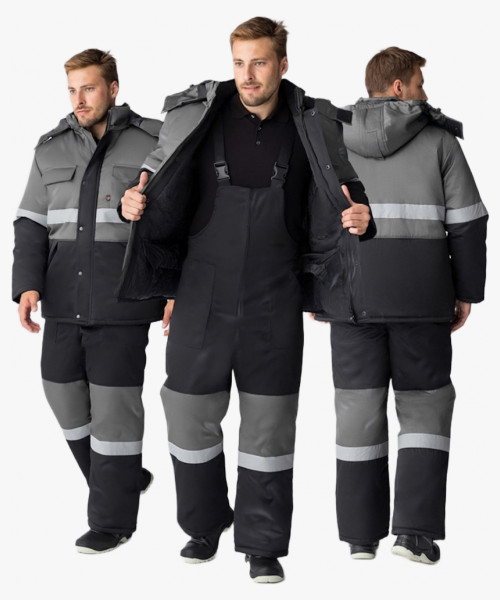 Костюм зимний Нордхард-2 СОП (тк.Смесовая,250) п/к, черный/серый