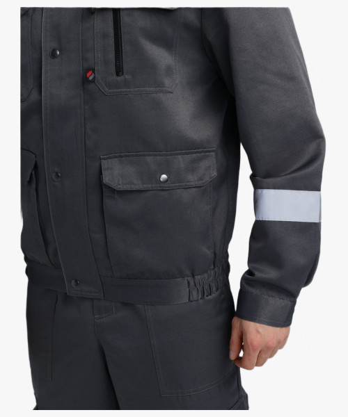 Костюм Нейч-2 СОП с капюшоном (тк.Смесовая,210) п/к, т.серый/св.серый