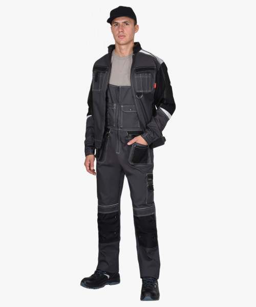 Костюм СИРИУС-МЕГА-ПРЕСТИЖ-Л куртка, п/к, темно-серый с черным